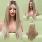 EASIHAIR Gerade Blonde Spitze Front Synthetische Perücken mit Baby Haar, Lange Frauen Spitze Perücken   Hitzebeständig