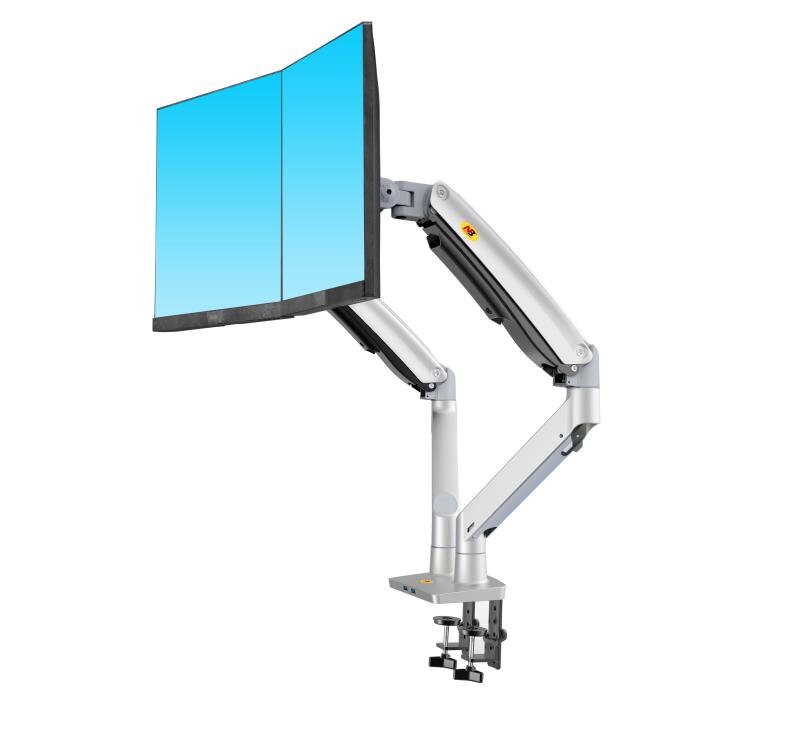 New NB F195A Aluminium 22-32 Zoll Dual-LCD-LED-Monitorhalterung, Gasfederarm Full-Motion-Monitorhalter Stützlast jeweils 3-12 kg