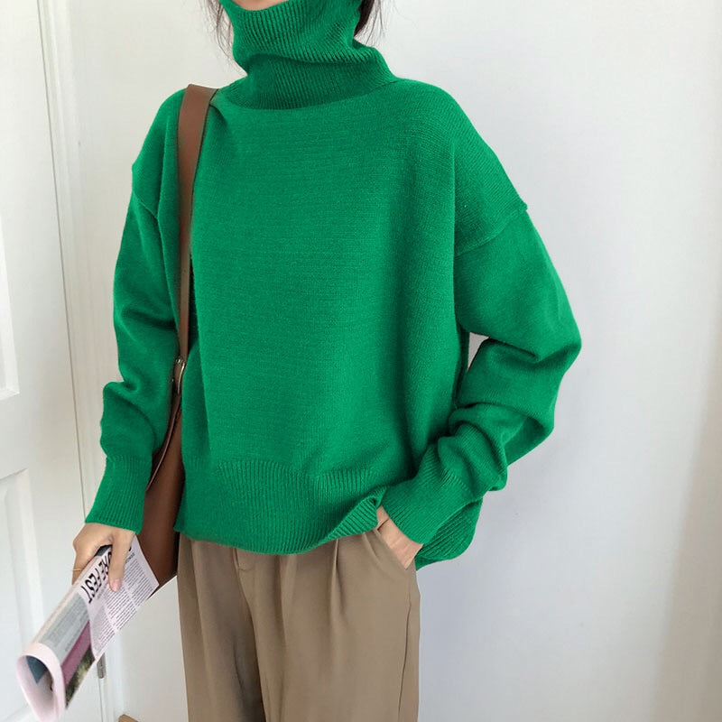 Kaschmir eleganter Rollkragen Damen Pullover weich gestrickt