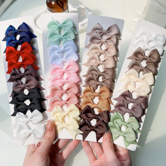 10Pcs/Set neue solide Band Bowknot Haarspangen für Baby Mädchen, handgemachte niedliche HaarnadelsBögen