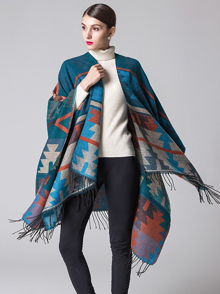 Nachahmung Kaschmir Damen, Schal Winter Warme Schal Wrap Bequeme Weibliche Gestrickte Dicke Decke