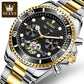 Herren Edelstahl Mechanische Uhr, Automatikuhr Luxus Wasserdichte Sport Herrenuhr