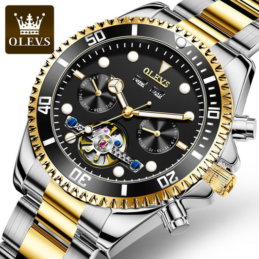 Herren Edelstahl Mechanische Uhr, Automatikuhr Luxus Wasserdichte Sport Herrenuhr