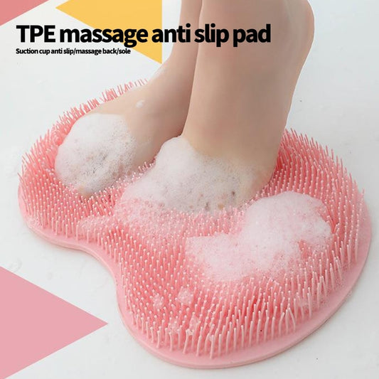 Fuß-und Rückenschrubber-Pad, multifunktionales Schrubb-Fußmassage-Pad, rutschfestes Fußpolster, Silikon-Badebürste