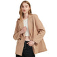 Herbst- und Frühlings-Blazerjacke für Damen, lässiger, einfarbiger, zweireihiger, dekorativer Mantel mit Taschen