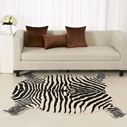 1x Zebra Kuh Schaf Bedruckter Tierfell Teppich, rutschfeste Matte
