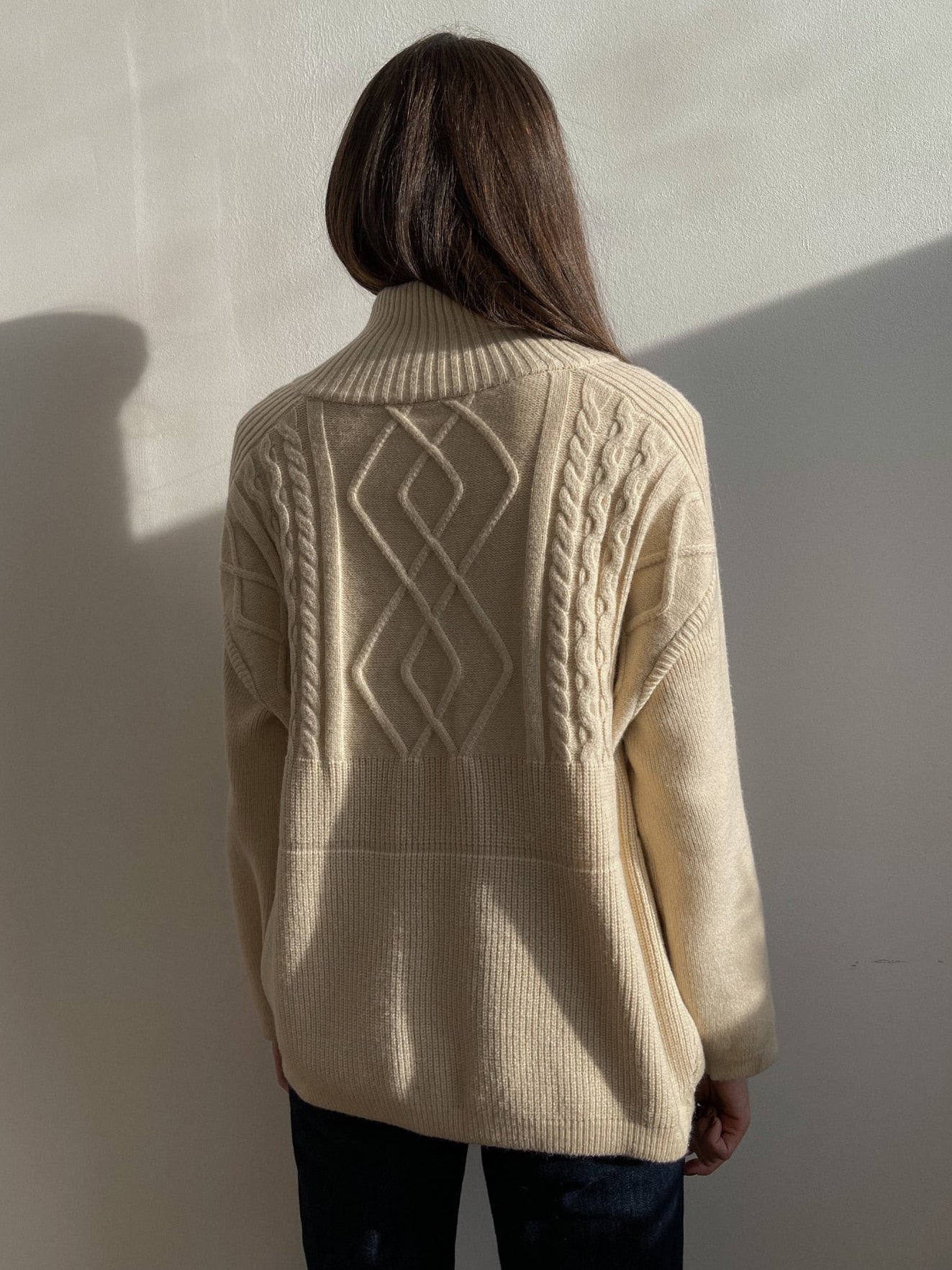 Überdimensionierter gestrickter Wolle Pullover für Frauen / dick warm gestrickter Pullover / Rollkragen solide Langarm