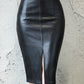 Damen Bleistift Leder Rock, 2023 Neue Midi Sexy Hohe Taille