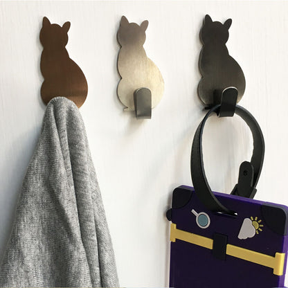 2 Stück selbstklebende Wandhaken mit Katzenmuster, für Badezimmer, Küche, zum Aufkleben an der Wand