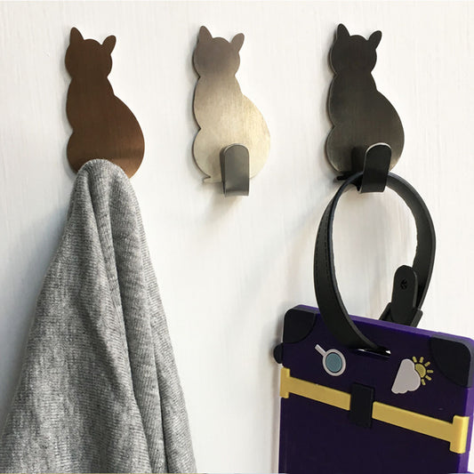 2 Stück selbstklebende Wandhaken mit Katzenmuster, für Badezimmer, Küche, zum Aufkleben an der Wand