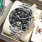 Herren Edelstahl Mechanische Uhr, Automatikuhr Luxus Wasserdichte Sport Herrenuhr