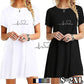 Secret Damen-Sommer-Strand-Minikleid, modisch & kurzärmelig, lockere T-Shirt-Kleider S-2XL