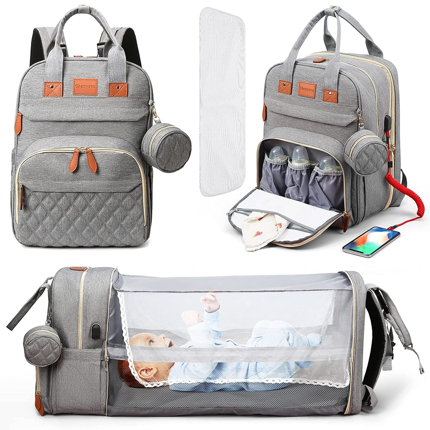 2022 Wickelrücksack, Wickeltasche Multifunktions Große Kapazität, Baby Ruecksack, Wickeltasche Organizer Tasche