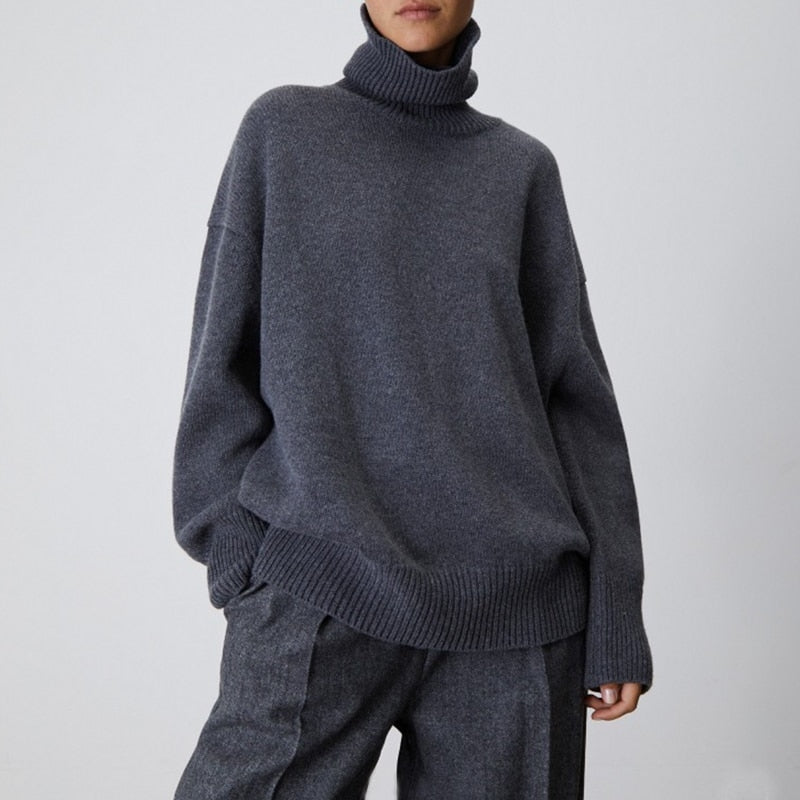 Kaschmir eleganter Rollkragen Damen Pullover weich gestrickt