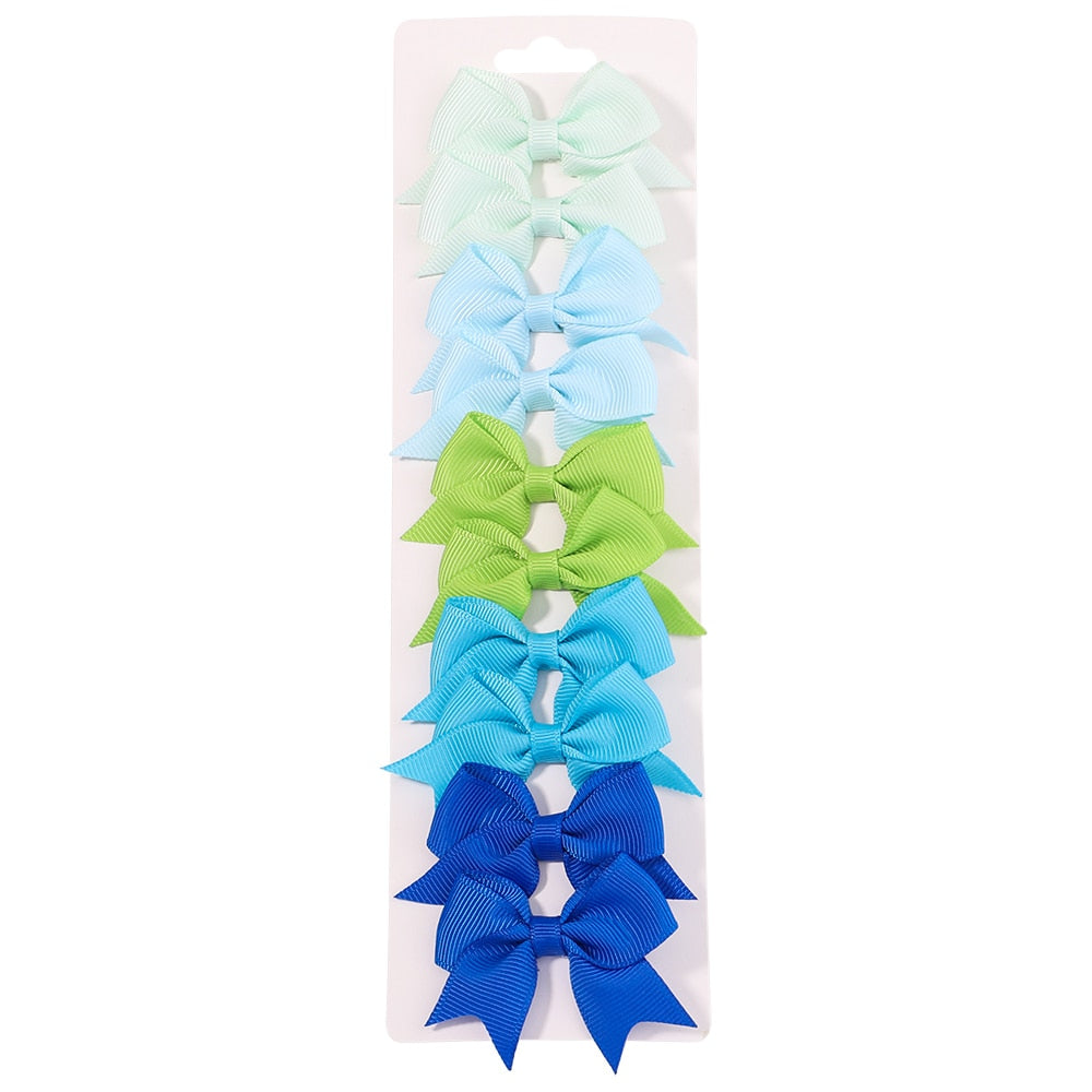 10Pcs/Set neue solide Band Bowknot Haarspangen für Baby Mädchen, handgemachte niedliche HaarnadelsBögen