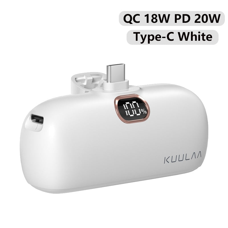 Mini tragbare Powerbank 5000mAh, PowerBank QC PD Schnelles Aufladen für iPhone 14, 13, 12