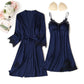 Spitzenbesatz Sexy Hochzeitsdame  Robe -Anzug, Kimono Bademantel Kleid für Mini Nachtwäsche & Intime Dessous