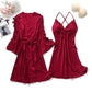 Spitzenbesatz Sexy Hochzeitsdame  Robe -Anzug, Kimono Bademantel Kleid für Mini Nachtwäsche & Intime Dessous