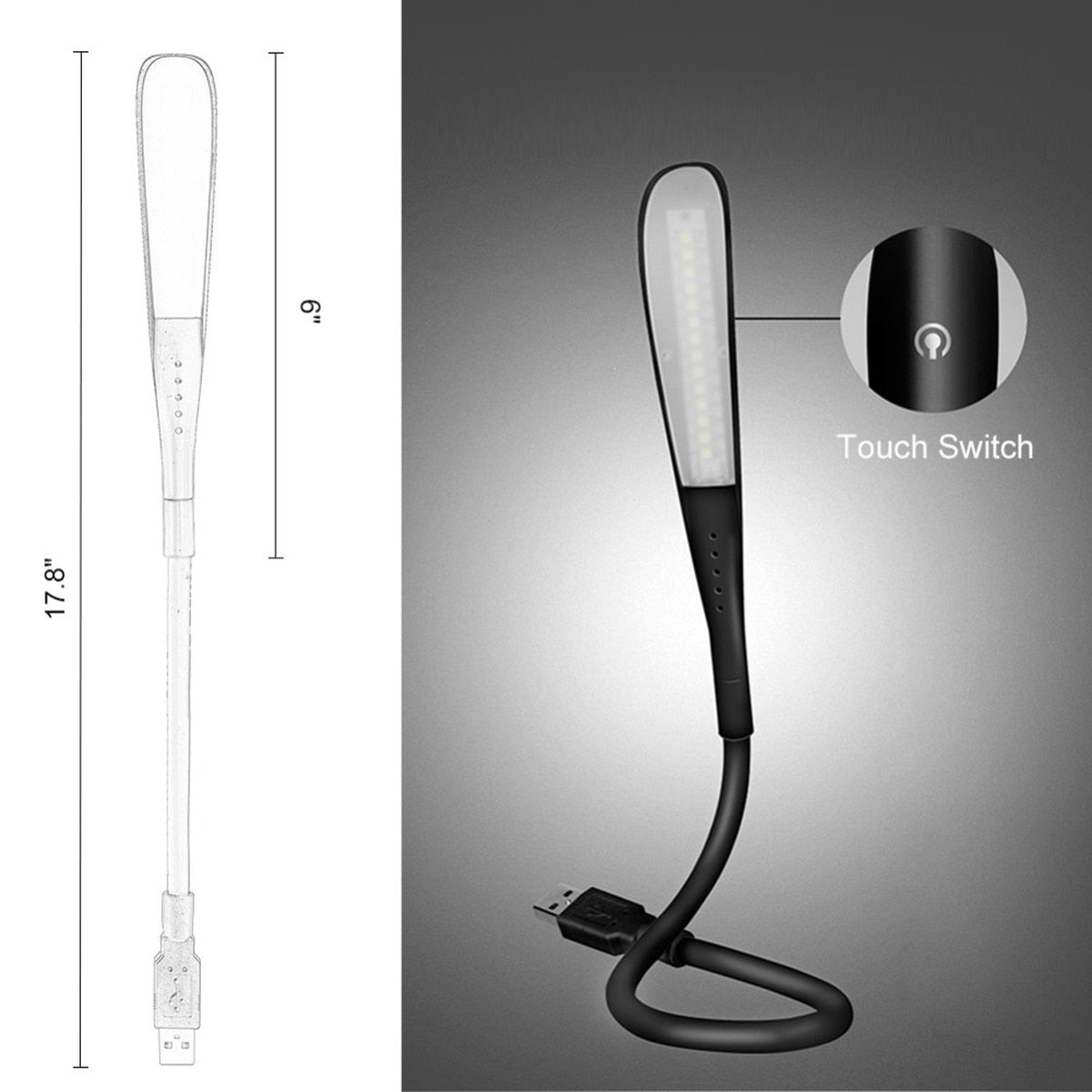 Tragbare Mini-Laptops, USB-LED-Licht, Berührungssensor, dimmbare Tisch-Schreibtischlampe für Powerbank, Camping, PC, Laptops, Buch-Nachtbeleuchtung