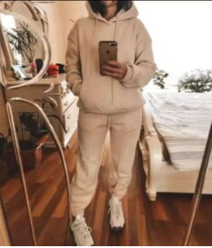 Damen Casual zweiteiler elegant Hoodie Sweatshirt und Harajuku, A-Linie Röcke mit fronttasche Anzug