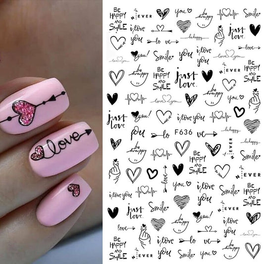 3D Nagelaufkleber, love Aufkleber, Gesicht Muster, Valentinstag Nail art Dekoration, Liebesherz