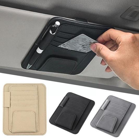 Auto-Sonnenblenden-Organizer aus Leder, Sonnenbrillenhalter, Aufbewahrung, Kartenhalter