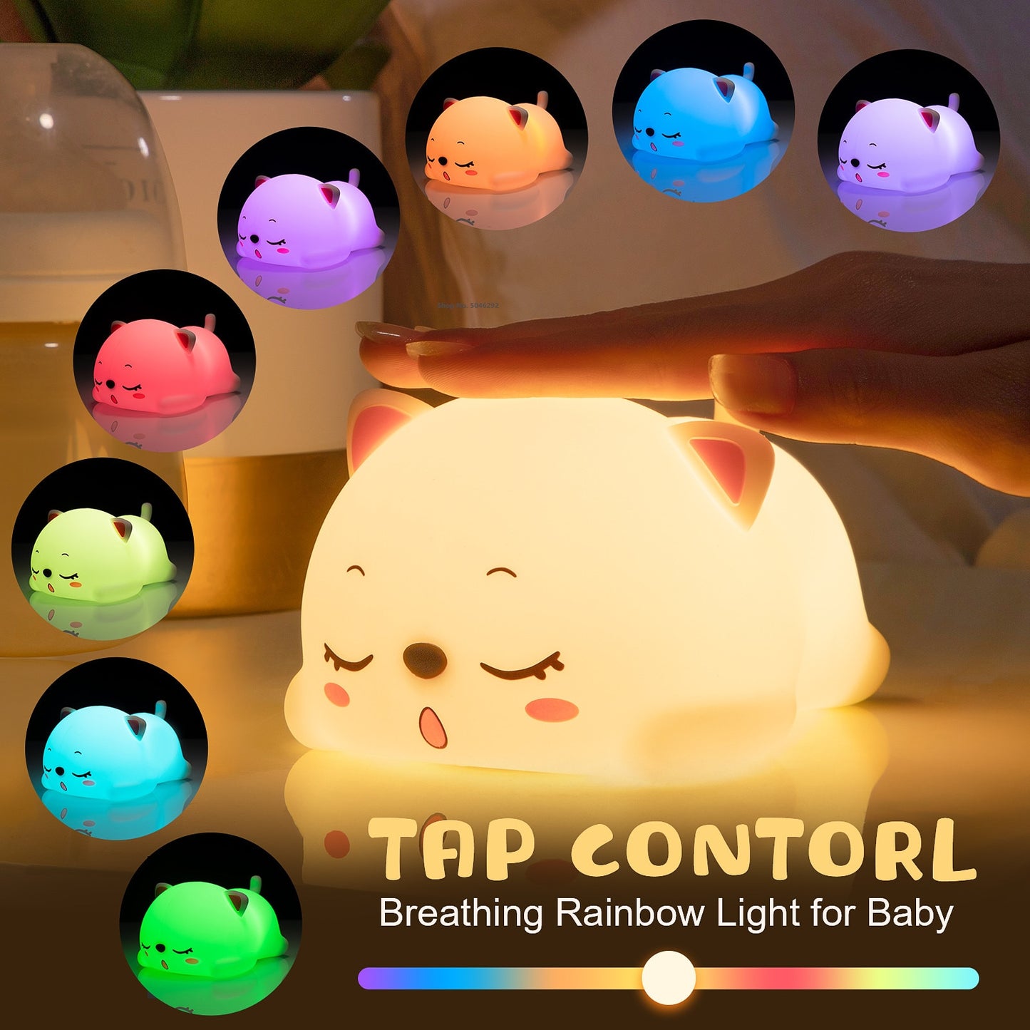 Katze LED Nachtlicht Berührungssensor Fernbedienung Bunte Silikon USB Wiederaufladbare Schlafzimmer Nachttischlampe für Kinder Baby Geschenk