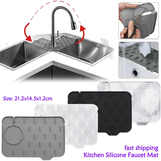 Küchen-Silikon-Wasserhahn-Matte, saugfähige Matte, Waschbecken-Spritzschutz, Ablaufkissen, doppelseitige Verwendung
