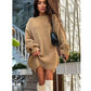 Damen Rollkragen-Strickpullover, Figurbetontes Pulloverkleid