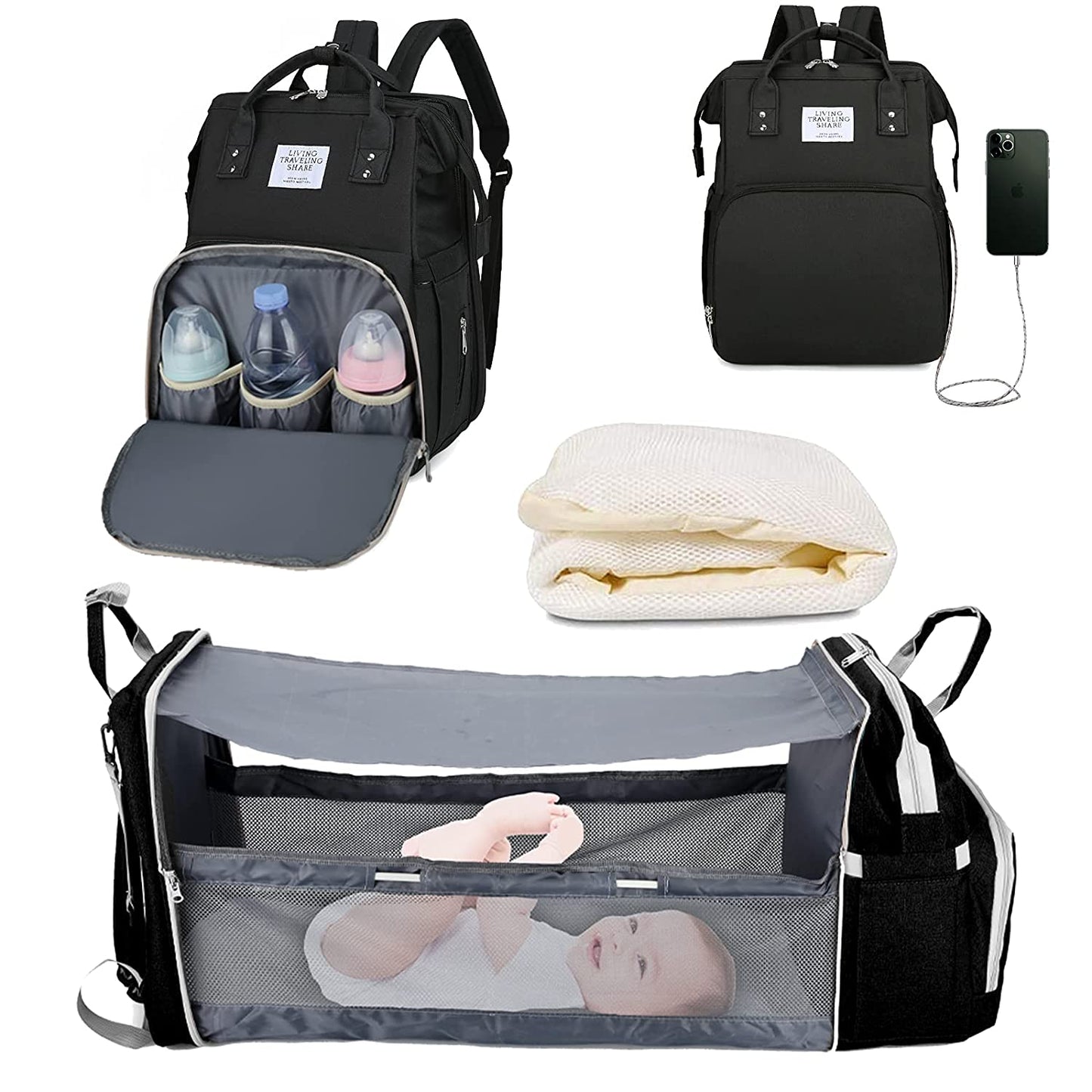 2022 Wickelrücksack, Wickeltasche Multifunktions Große Kapazität, Baby Ruecksack, Wickeltasche Organizer Tasche