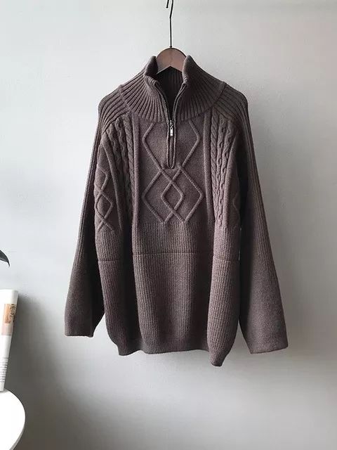Überdimensionierter gestrickter Wolle Pullover für Frauen / dick warm gestrickter Pullover / Rollkragen solide Langarm