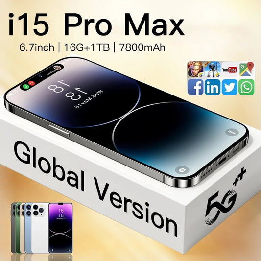 Neues i15 Pro Max Android 2023 Original-Smartphone, HD-Vollbild 16 GB + 1 TB Mobiltelefone entsperrte globale Version 4G / 5G-Handy