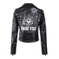 Neue Frühling Herbst Frauen Winter Kunstleder Jacken Mäntel Damen Schwarz Reißverschluss Epaulet, 3D Druck Motorrad Streetwear