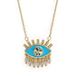 Lucky Eye Eulenherz Fatima Handpantoffeln Türkischer Böser Blick Anhänger Halskette Kupfer Goldfarbe, Langkettige Halskette für Frauen BE132