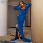 Adyce Herbst Winter Langarm Abend Club Samt Kleid für Frauen mit V-Ausschnitt