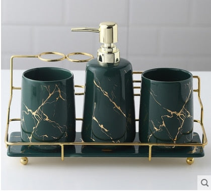 Keramik-Badezimmerset, Mundwasserbecher, Lotionsflasche, Zahnbürstenbecherhalter, kreative Badezimmeraccessoires, Badezimmerdekoration