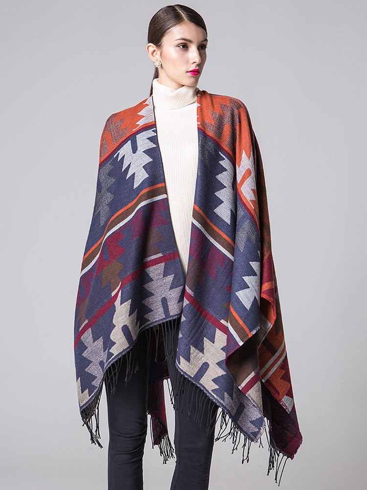 Nachahmung Kaschmir Damen, Schal Winter Warme Schal Wrap Bequeme Weibliche Gestrickte Dicke Decke