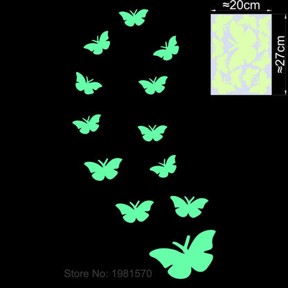 Schmetterlings-Aufkleber, die im Dunkeln leuchten, Wandaufkleber, TV-Hintergrunddekoration, leuchtende Aufkleber, Kinderzimmer, Schlafzimmer, Auto-Dekoration