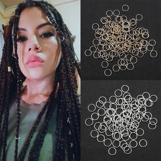 50Pcs/lot Mix Color Charms Hair Braid Dread Dreadlock Beads Clips Cuffs Rings Jewelry Dreadlock Clasps Accessories Hair Rings