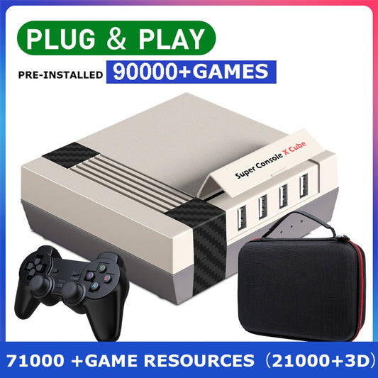 Tragbare HD-TV-Videospielkonsole Super Console X Cube mit über 90000 Spielen TV-Spielekonsole mit zwei Controllern für PS1/PSP/N64/DC