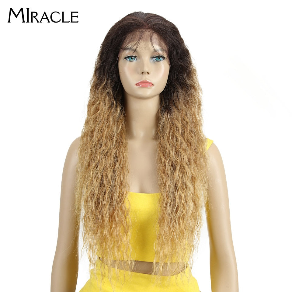 13*4 Synthetische Lace Front Perücke, Lockige Afro Perücken  für Frauen 30Zoll Natürliche Perücken Wunder Haar