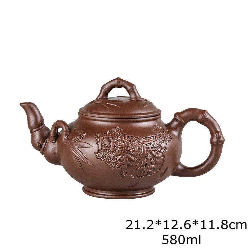 Große Kapazität handgefertigte Teekannen Yixing Lila Ton, Exquisite, handgefertigte, berühmte, chinesische Yixing-Teekanne und Tassen-Set