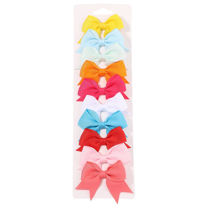 10Pcs/Set neue solide Band Bowknot Haarspangen für Baby Mädchen, handgemachte niedliche HaarnadelsBögen