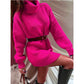 Damen Rollkragen-Strickpullover, Figurbetontes Pulloverkleid