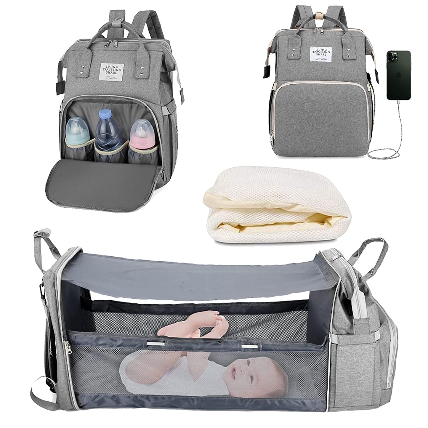 2022 Wickelrücksack, Wickeltasche Multifunktions Große Kapazität, Baby Ruecksack, Wickeltasche Organizer Tasche