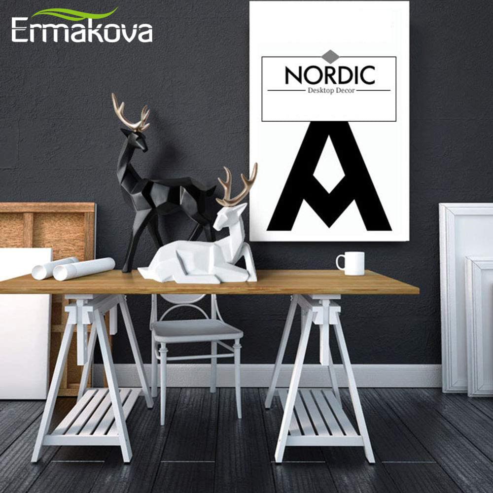 Hochwertig modernes geometrisches Paar Hirsch Statue-Skulptur, 2 Stücke Moderne Geometrische Paar Hirsch