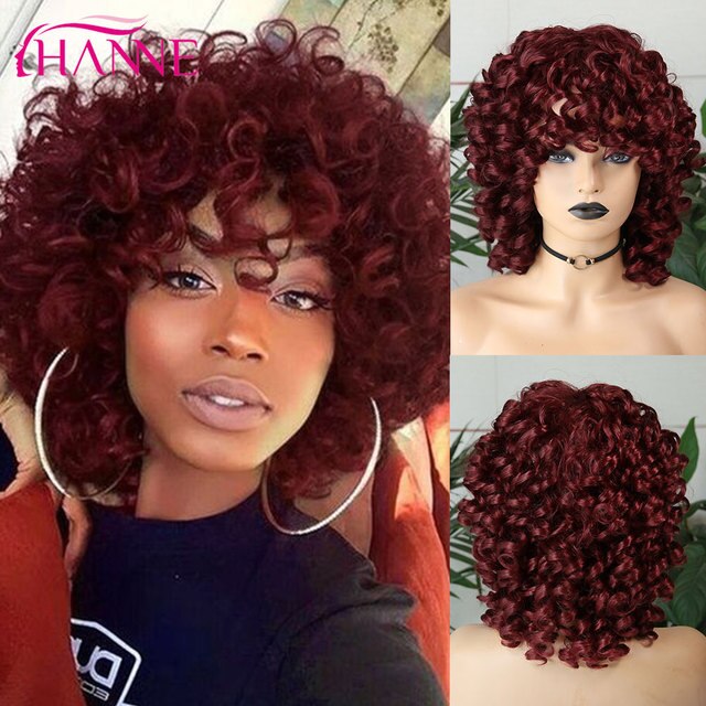 Afro Kinky Curly Synthetische Perücke Lila Perücke Curly Perruque Bob Synthétique, Kurze Perücken Für Schwarze Frauen, 3/4 Halbperücke Hitzebeständig