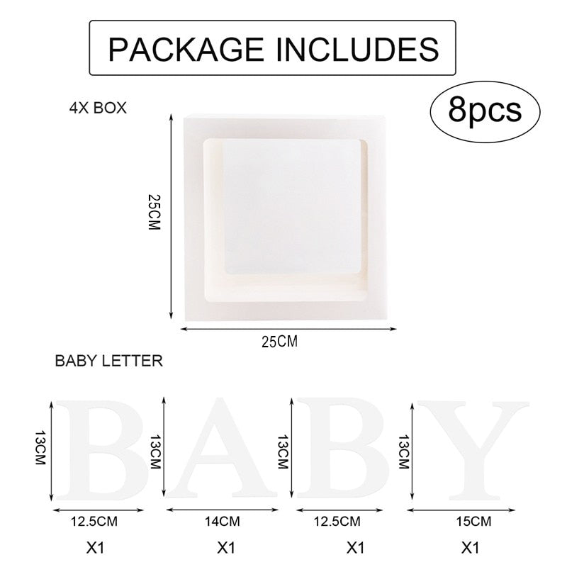 Staraise Transparent Letter A-Z Box Custom Baby Name Balloon Box Girl Boy Baby Shower Decorations Baby 1st Birthday Party Decor