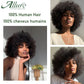 Flauschige Afro Kinky Curly Perücke für schwarze Frauen, Remy brasilianisches menschliches Haar kurze freche menschliche Haarperücken natürliches Braun