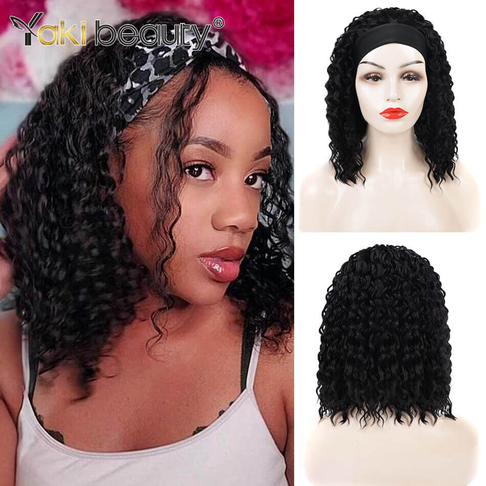 28 Zoll lange Afro Kinky Curly Stirnband Perücken, Synthetische Eis Stirnband Perücke für schwarze Frauen